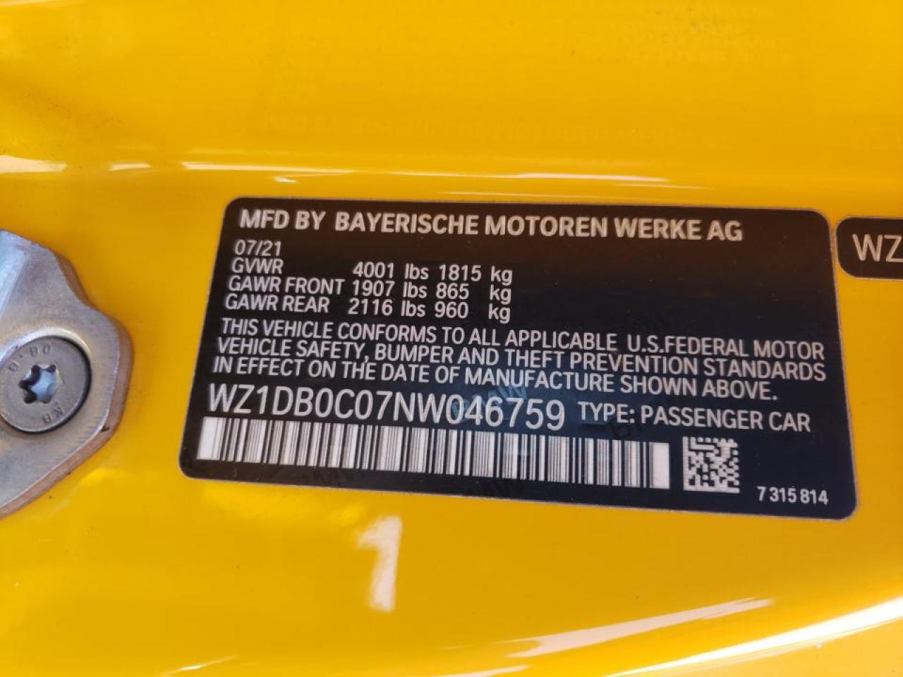 Photo 10 from auction – 2022 TOYOTA SUPRA BASE with VIN WZ1DB0C07NW046759