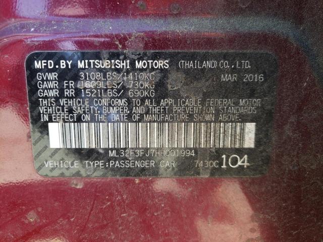 Photo 10 from auction – 2017 MITSUBISHI MIRAGE G4 with VIN ML32F3FJ7HH001994