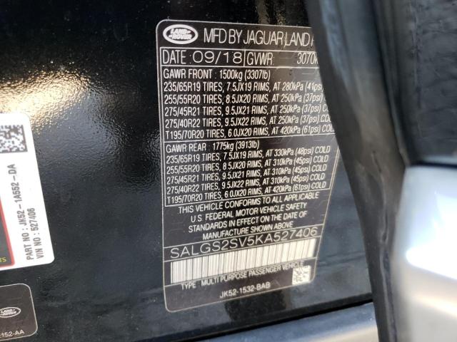 Photo 10 from auction – 2019 LAND ROVER RANGE ROVE with VIN SALGS2SV5KA527406