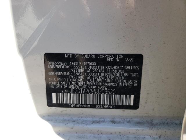 Photo 10 from auction – 2022 SUBARU CROSSTREK with VIN JF2GTAPC9N8209520