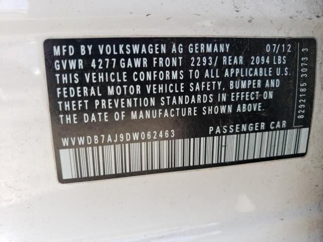Photo 10 from auction – 2013 VOLKSWAGEN GOLF with VIN WVWDB7AJ9DW062463