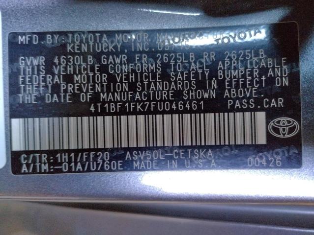 Photo 10 from auction – 2015 TOYOTA CAMRY LE with VIN 4T1BF1FK7FU046461