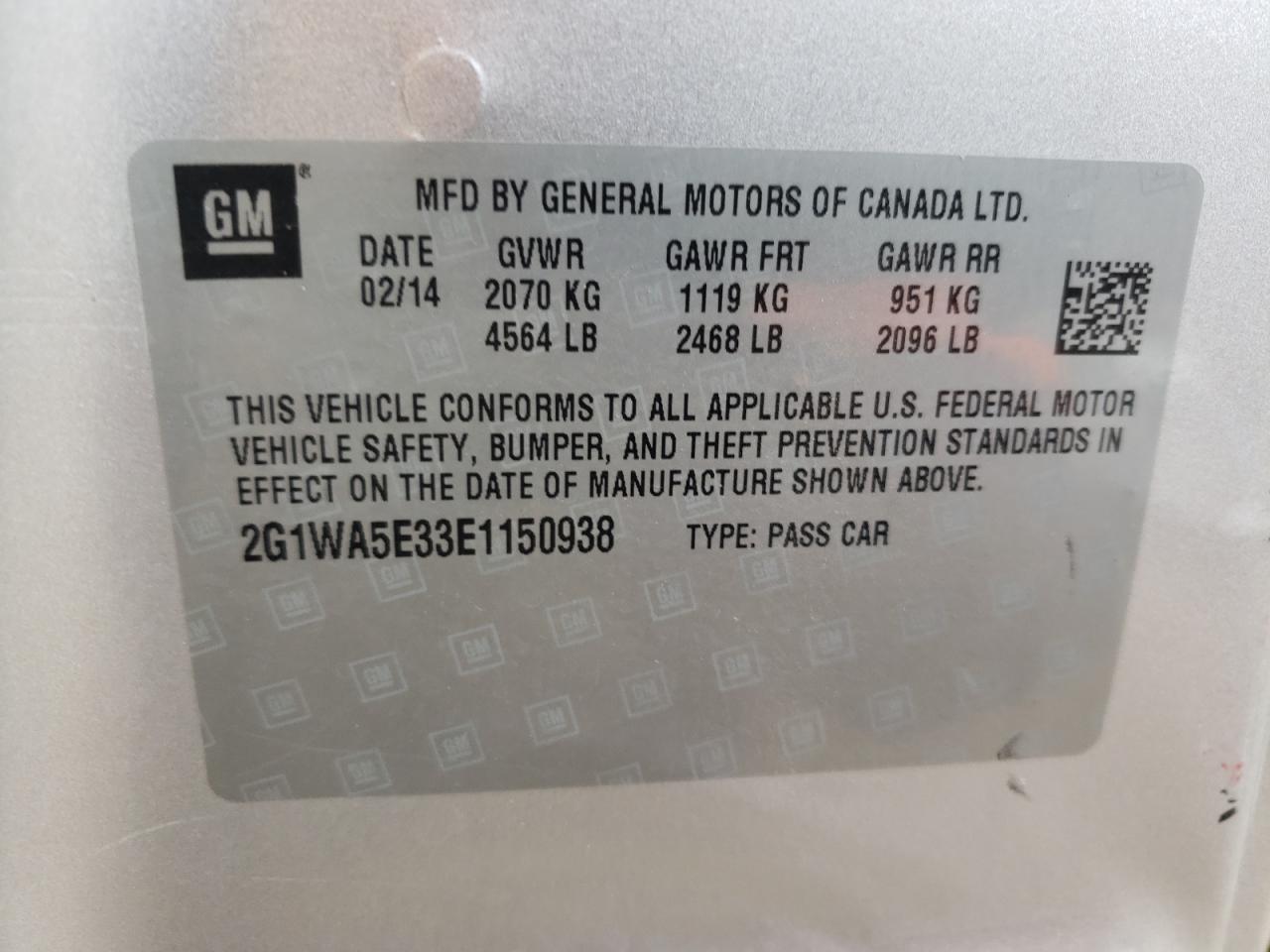 Photo 10 from auction – 2014 CHEVROLET IMPALA LIM with VIN 2G1WA5E33E1150938