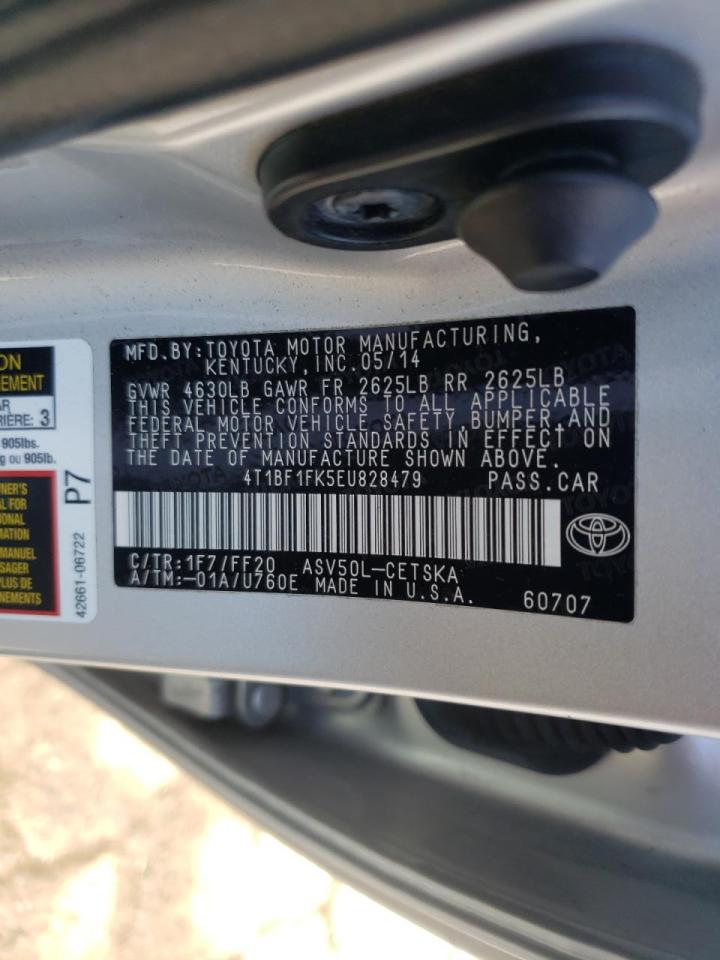 Photo 10 from auction – 2014 TOYOTA CAMRY L with VIN 4T1BF1FK5EU828479