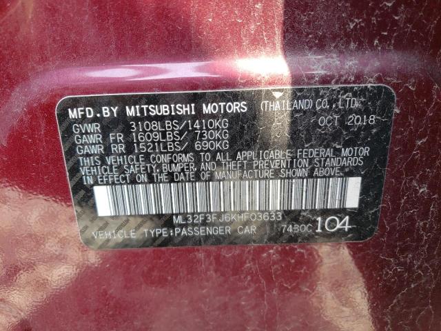 Photo 10 from auction – 2019 MITSUBISHI MIRAGE G4 with VIN ML32F3FJ6KHF03633