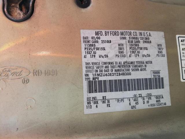 Photo 10 from auction – 2000 FORD EXPLORER X with VIN 1FMZU63E3YZB48300