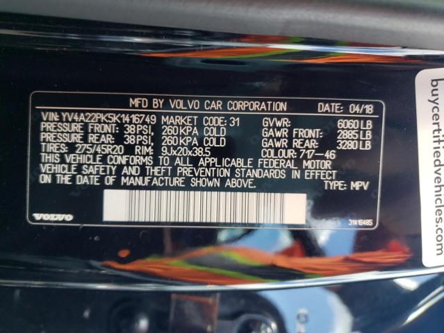 Photo 10 from auction – 2019 VOLVO XC90 with VIN YV4A22PK5K1416749