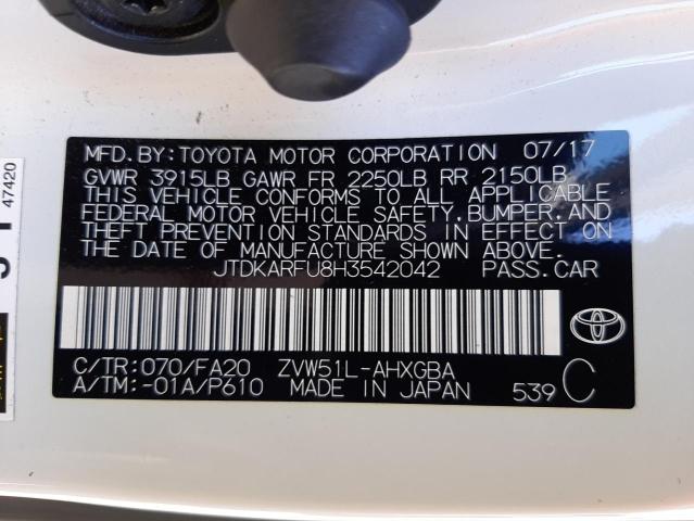 Photo 10 from auction – 2017 TOYOTA PRIUS with VIN JTDKARFU8H3542042