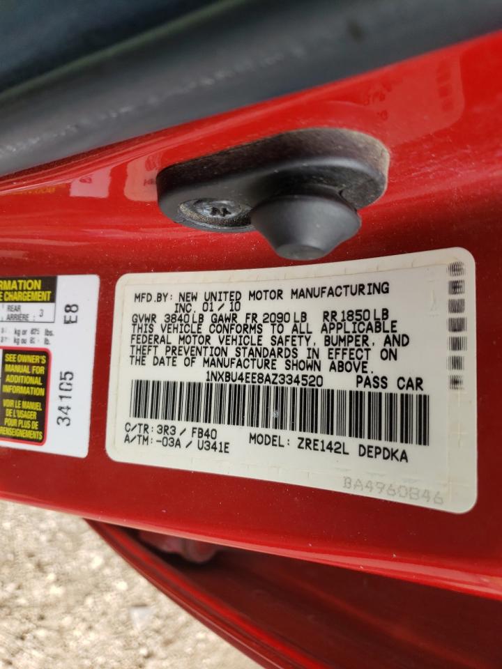 Photo 10 from auction – 2010 TOYOTA COROLLA BA with VIN 1NXBU4EE8AZ334520