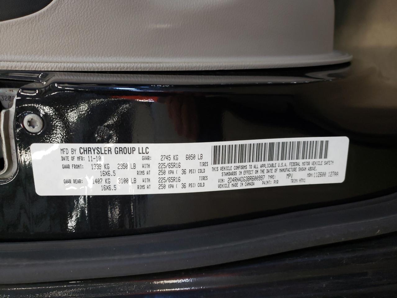 Photo 10 from auction – 2011 DODGE GRAND CARA with VIN 2D4RN4DG3BR600997
