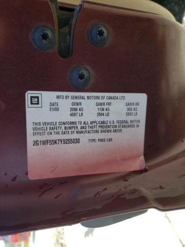 Photo 10 from auction – 2000 CHEVROLET IMPALA with VIN 2G1WF55K7Y9255030