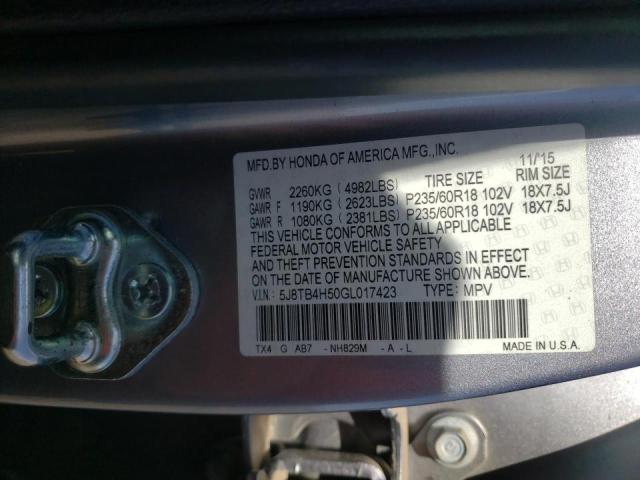 Photo 10 from auction – 2016 ACURA RDX TECHNO with VIN 5J8TB4H50GL017423