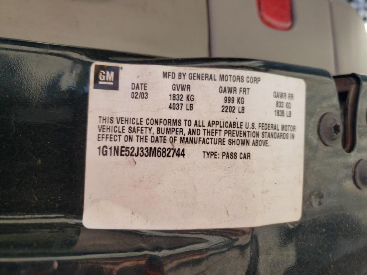 Photo 10 from auction – 2003 CHEVROLET MALIBU LS with VIN 1G1NE52J33M682744
