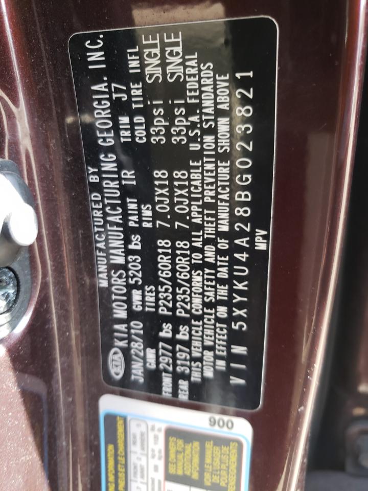 Photo 10 from auction – 2011 KIA SORENTO EX with VIN 5XYKU4A28BG023821