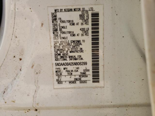 Photo 10 from auction – 2005 INFINITI QX56 with VIN 5N3AA08A05N806299