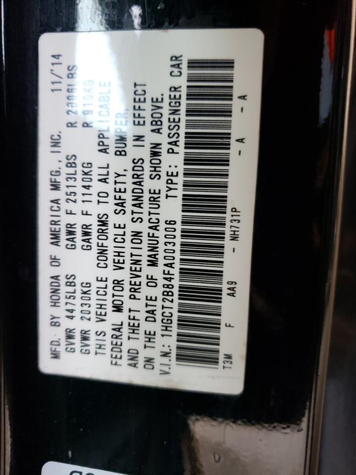 Photo 10 from auction – 2015 HONDA ACCORD EXL with VIN 1HGCT2B84FA003006