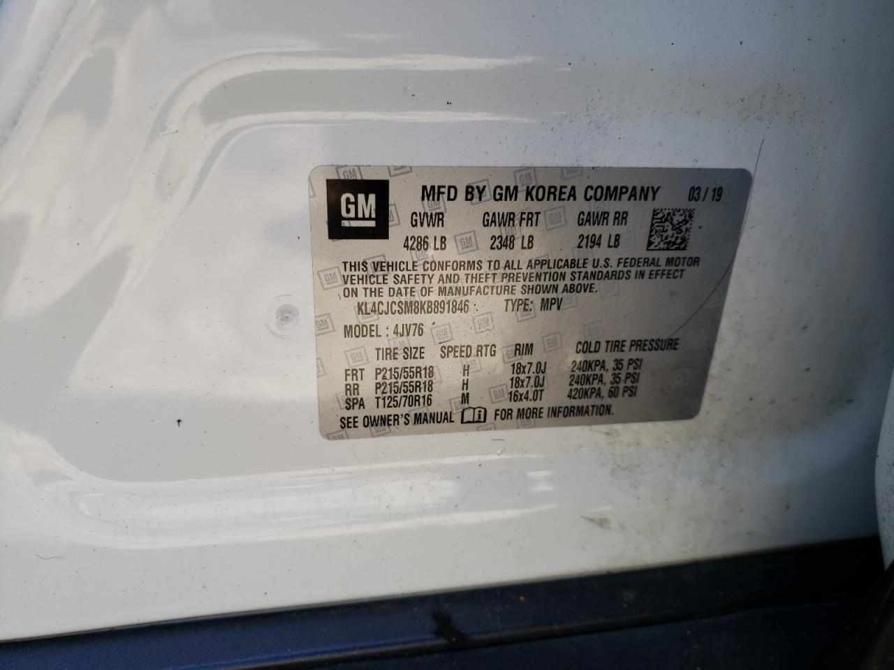 Photo 10 from auction – 2019 BUICK ENCORE ESS with VIN KL4CJCSM8KB891846