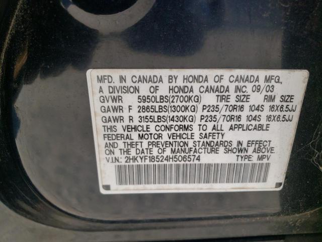 Photo 10 from auction – 2004 HONDA PILOT EXL with VIN 2HKYF18524H506574