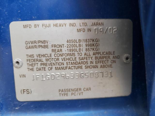 Photo 10 from auction – 2003 SUBARU IMPREZA WR with VIN JF1GD29633G508731