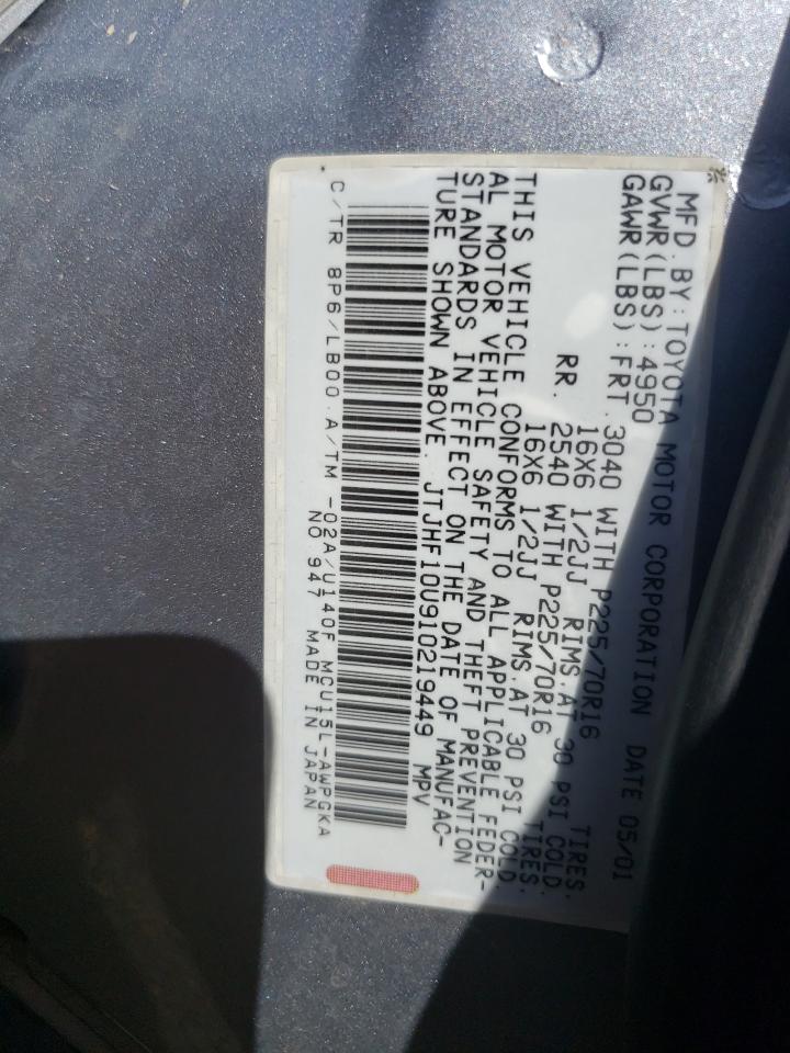 Photo 10 from auction – 2001 LEXUS RX 300 with VIN JTJHF10U910219449
