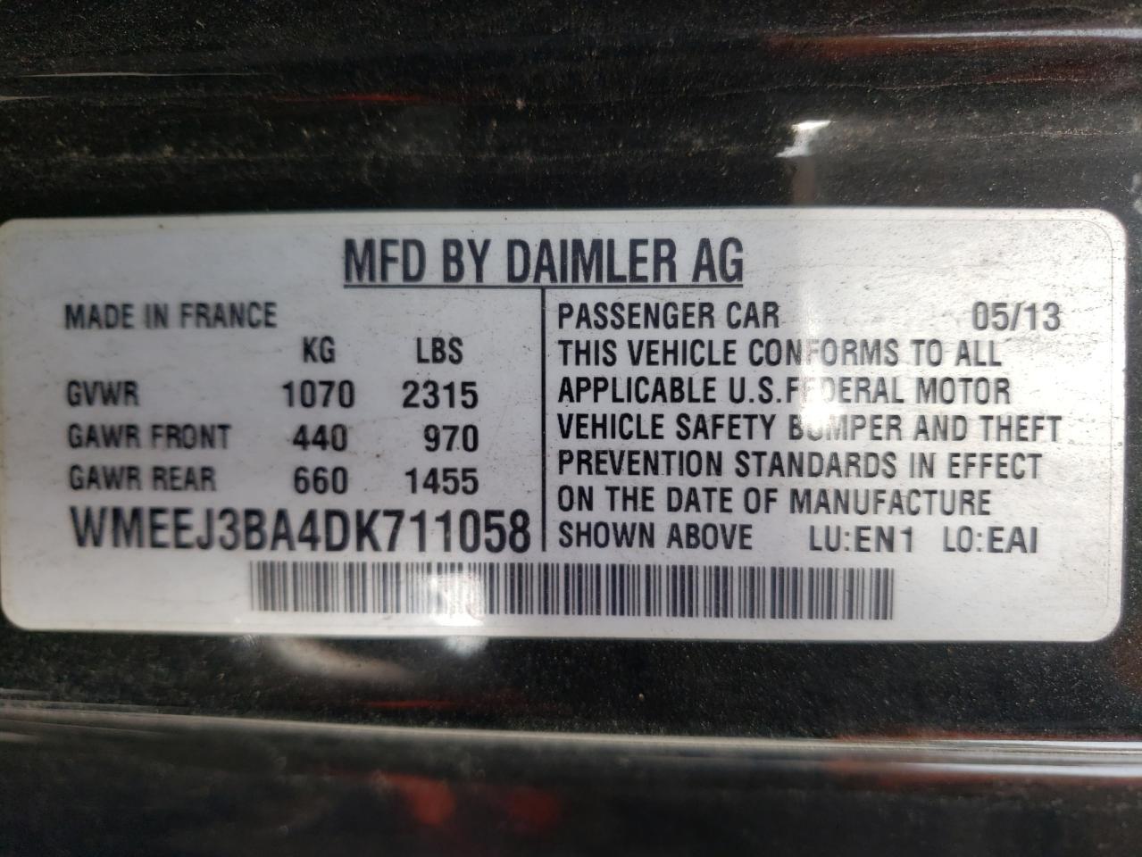 Photo 10 from auction – 2013 SMART FORTWO PUR with VIN WMEEJ3BA4DK711058