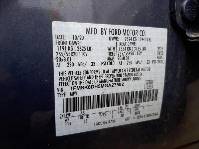 Photo 10 from auction – 2021 FORD EXPLORER X with VIN 1FMSK8DH5MGA27592