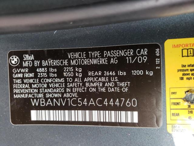 Photo 10 from auction – 2010 BMW 528 XI with VIN WBANV1C54AC444760