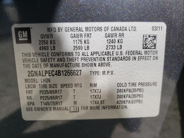 Photo 10 from auction – 2011 CHEVROLET EQUINOX LT with VIN 2GNALPEC4B1266627