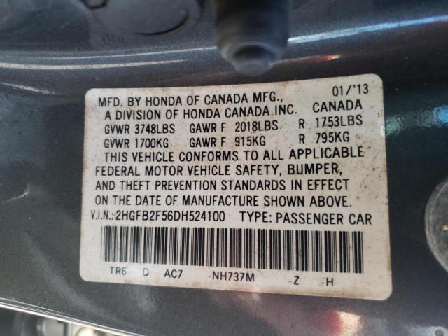 Photo 10 from auction – 2013 HONDA CIVIC LX with VIN 2HGFB2F56DH524100