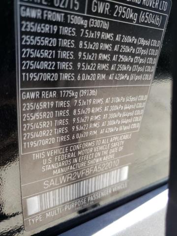Photo 10 from auction – 2015 LAND ROVER RANGE ROVE with VIN SALWR2VF8FA522010