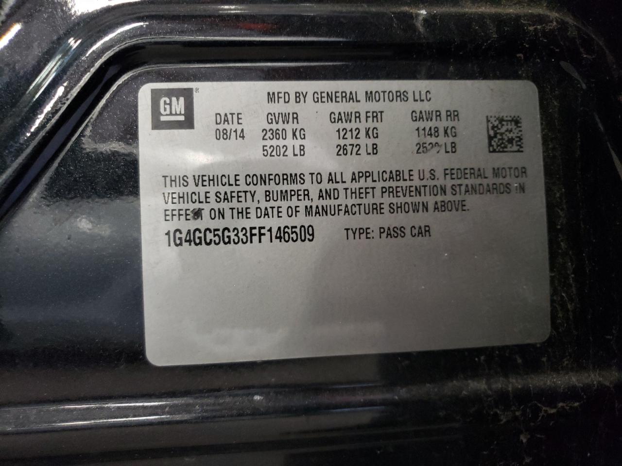 Photo 10 from auction – 2015 BUICK LACROSSE with VIN 1G4GC5G33FF146509