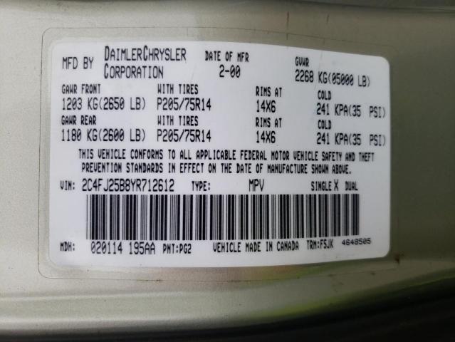 Photo 10 from auction – 2000 CHRYSLER VOYAGER with VIN 2C4FJ25B8YR712612