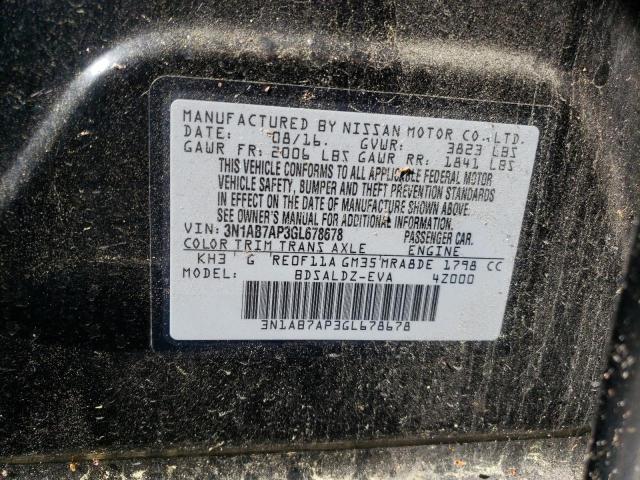 Photo 10 from auction – 2016 NISSAN SENTRA S with VIN 3N1AB7AP3GL678678