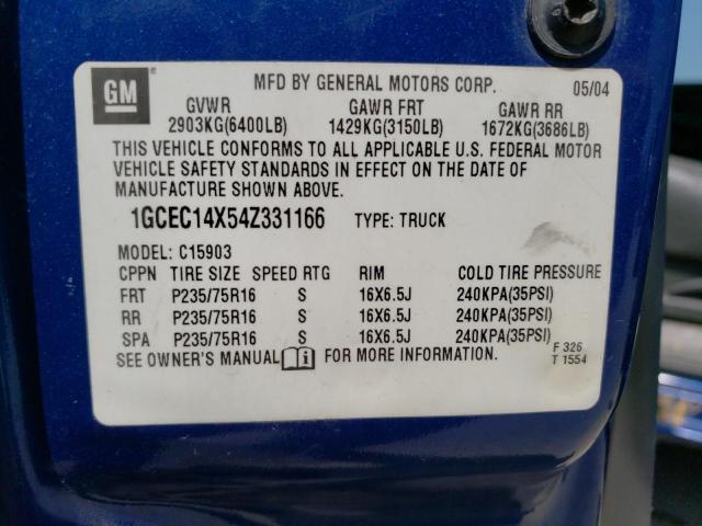 Photo 10 from auction – 2004 CHEVROLET SILVERADO with VIN 1GCEC14X54Z331166