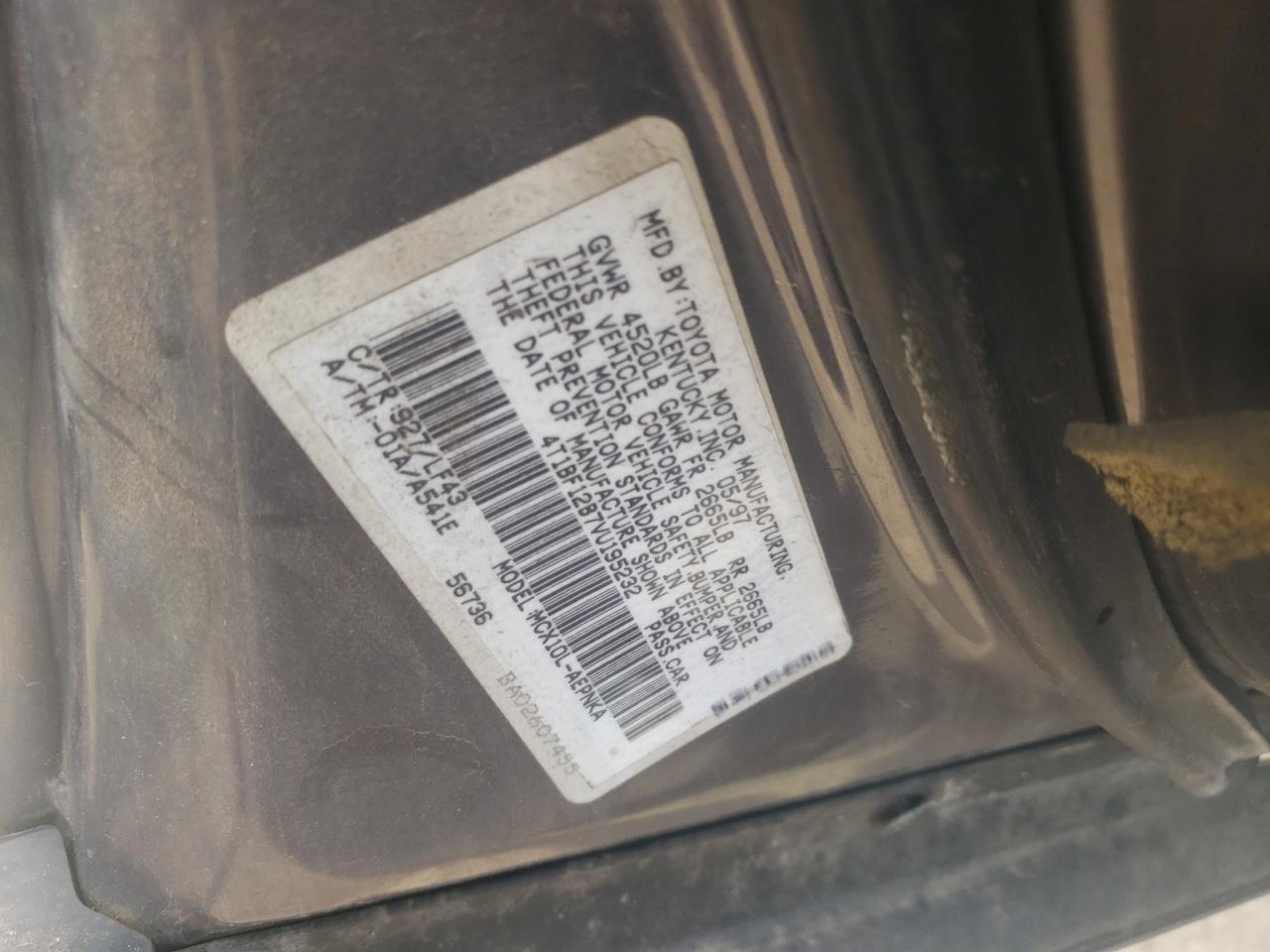 Photo 10 from auction – 1997 TOYOTA AVALON XL with VIN 4T1BF12B7VU195232