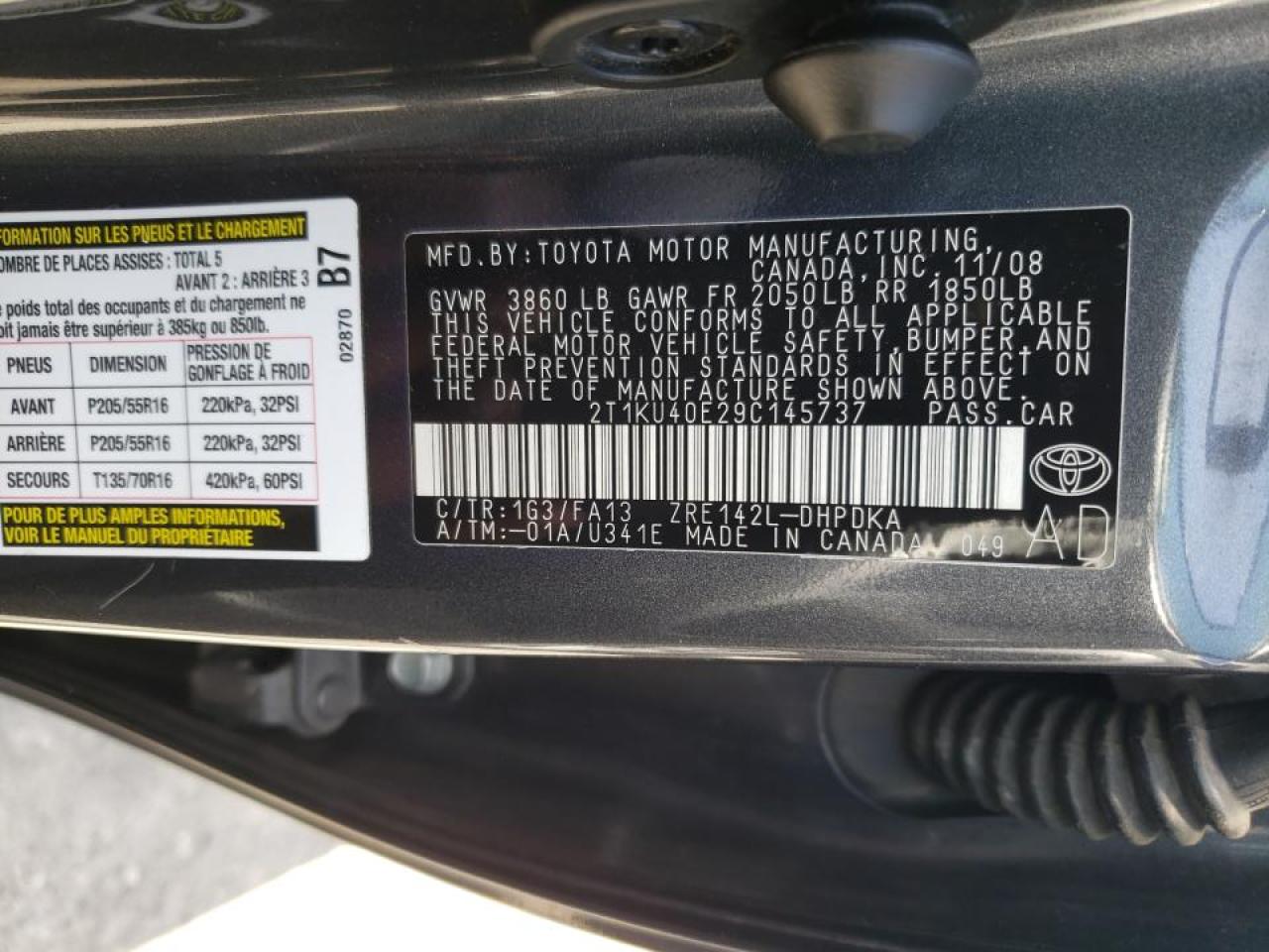 Photo 10 from auction – 2009 TOYOTA MATRIX with VIN 2T1KU40E29C145737
