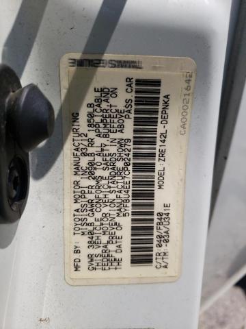 Photo 10 from auction – 2012 TOYOTA COROLLA BA with VIN 5YFBU4EE7CP024279