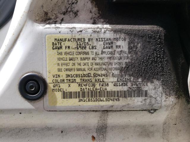 Photo 10 from auction – 2006 NISSAN SENTRA with VIN 3N1CB51D06L504245
