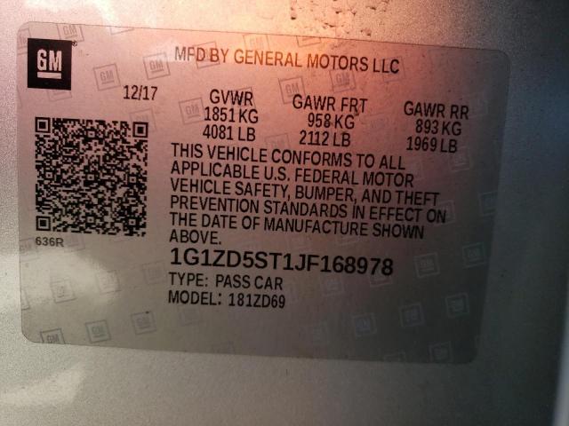 Photo 10 from auction – 2018 CHEVROLET MALIBU LT with VIN 1G1ZD5ST1JF168978