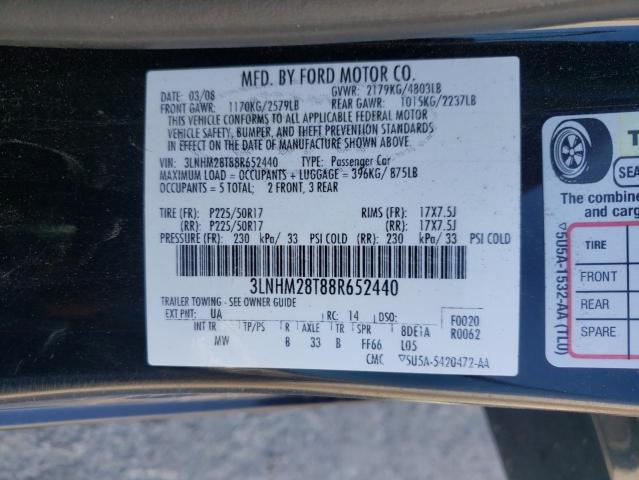 Photo 10 from auction – 2008 LINCOLN MKZ with VIN 3LNHM28T88R652440