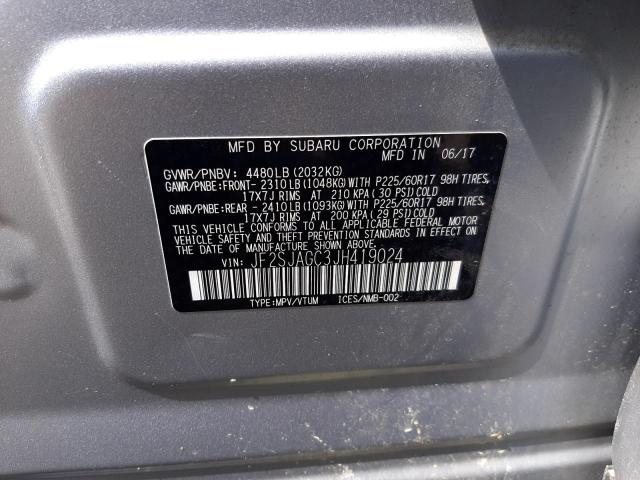 Photo 10 from auction – 2018 SUBARU FORESTER 2 with VIN JF2SJAGC3JH419024