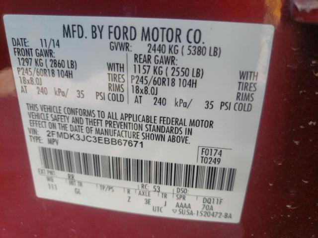 Photo 10 from auction – 2014 FORD EDGE SEL with VIN 2FMDK3JC3EBB67671