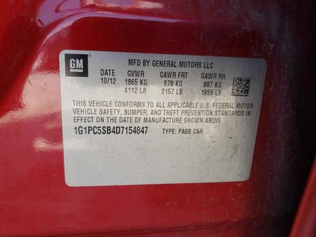 Photo 10 from auction – 2013 CHEVROLET CRUZE LT with VIN 1G1PC5SB4D7154847