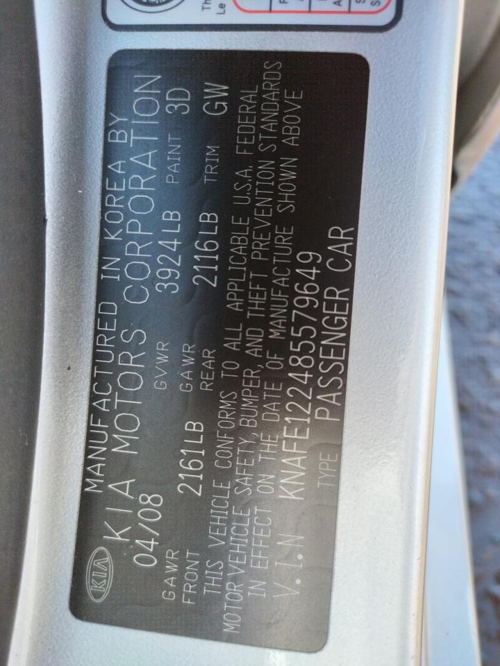 Photo 10 from auction – 2008 KIA SPECTRA EX with VIN KNAFE122485579649
