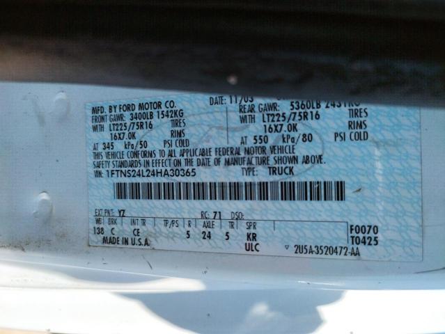 Zdjęcie 10 z aukcji – 2004 FORD ECONOLINE z VIN 1FTNS24L24HA30365