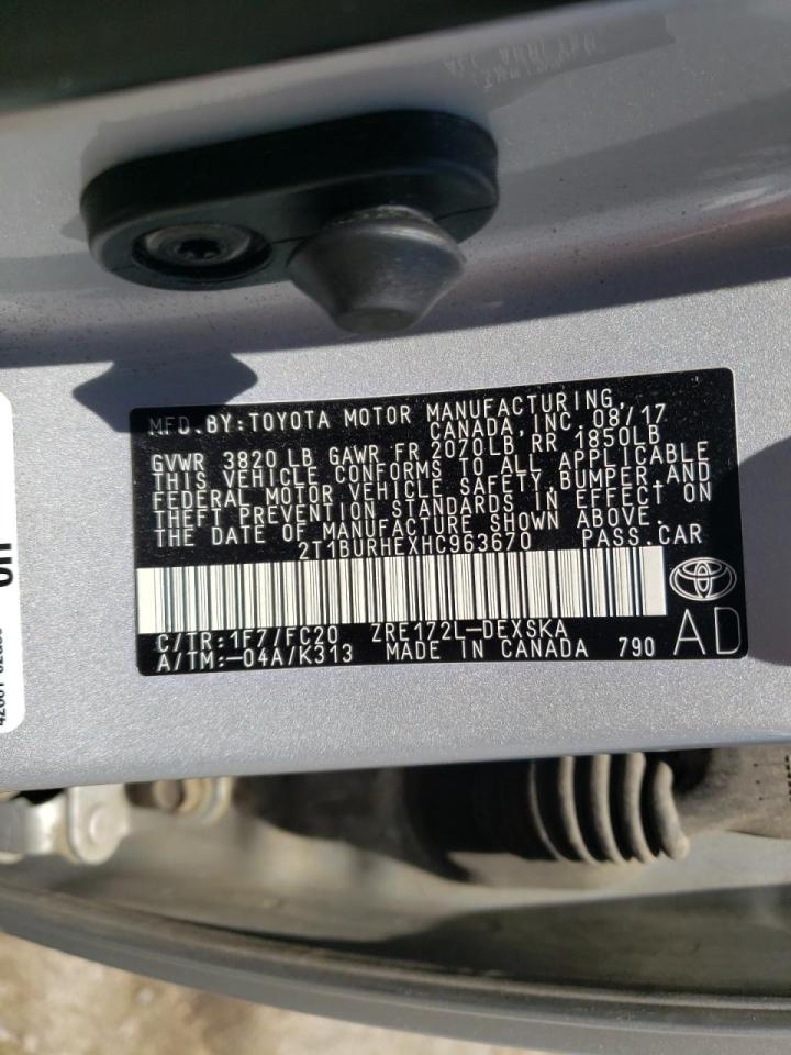 Photo 10 from auction – 2017 TOYOTA COROLLA L with VIN 2T1BURHEXHC963670