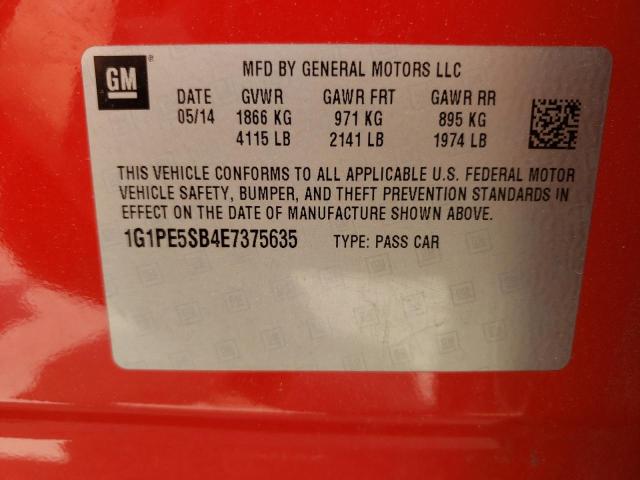 Photo 10 from auction – 2014 CHEVROLET CRUZE LT with VIN 1G1PE5SB4E7375635