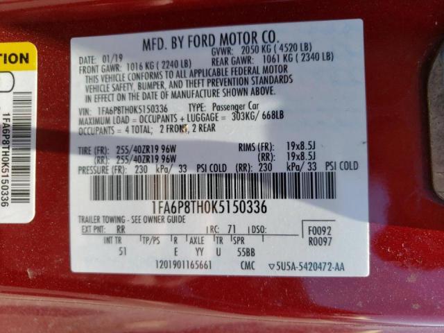 Photo 10 from auction – 2019 FORD MUSTANG with VIN 1FA6P8TH0K5150336