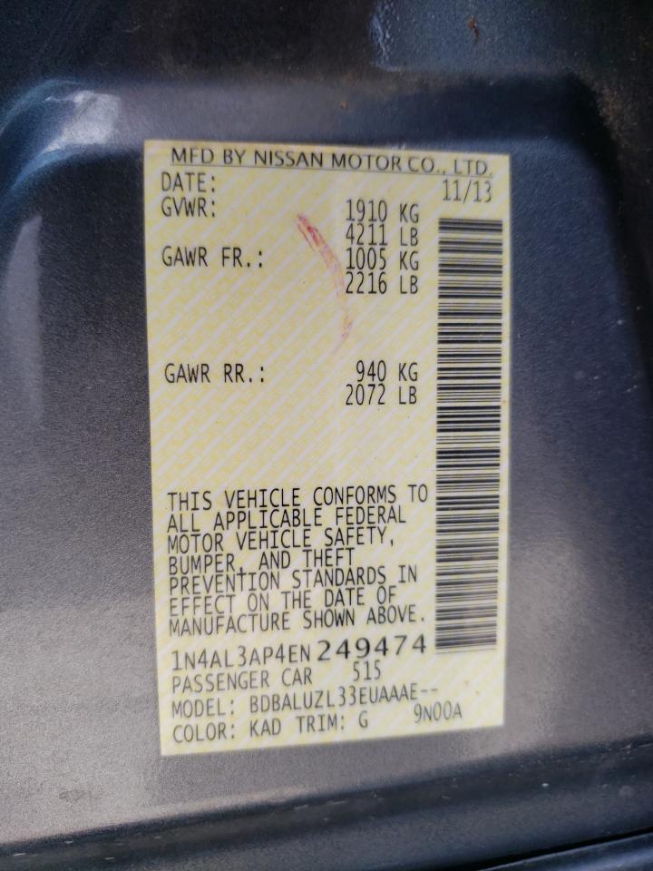 Photo 10 from auction – 2014 NISSAN ALTIMA 2.5 with VIN 1N4AL3AP4EN249474