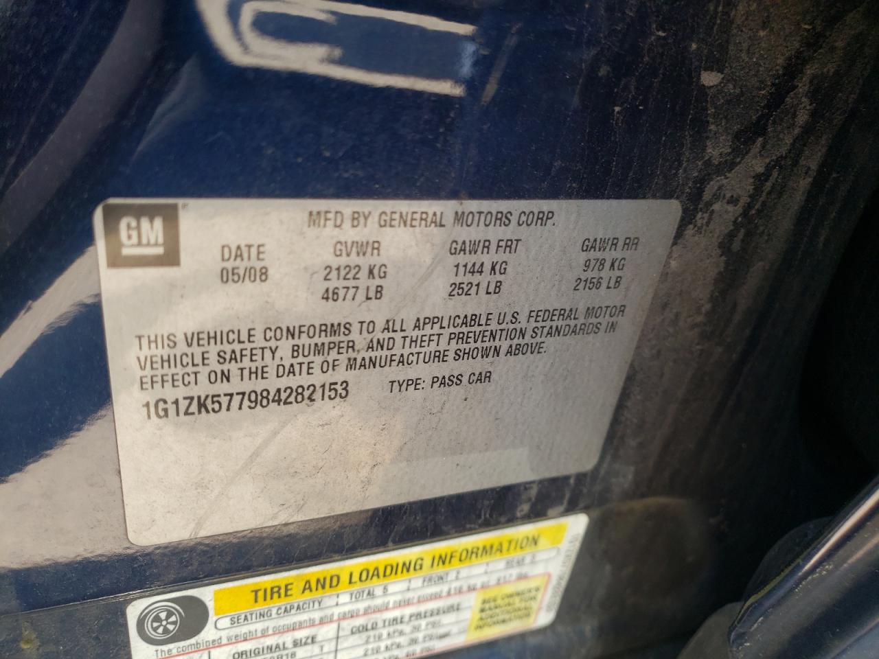 Photo 10 from auction – 2008 CHEVROLET MALIBU LTZ with VIN 1G1ZK577984282153